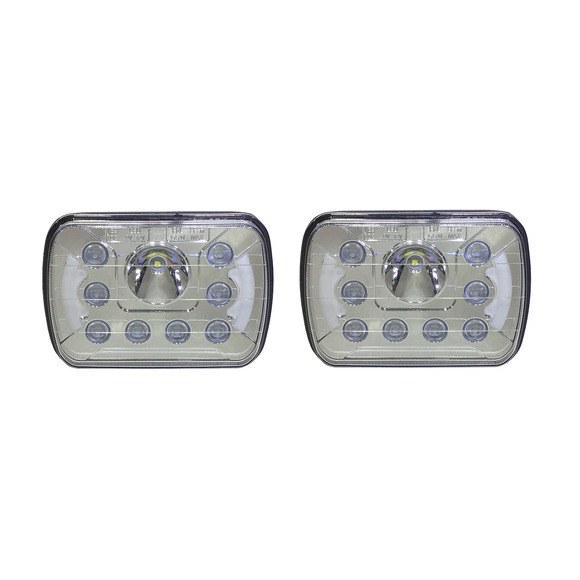 Quake LED QTE462 5x7" Headlight 39 Watt High/Low Half Halo 1984-1993 Jeep YJ/XJ - Picture 1 of 7